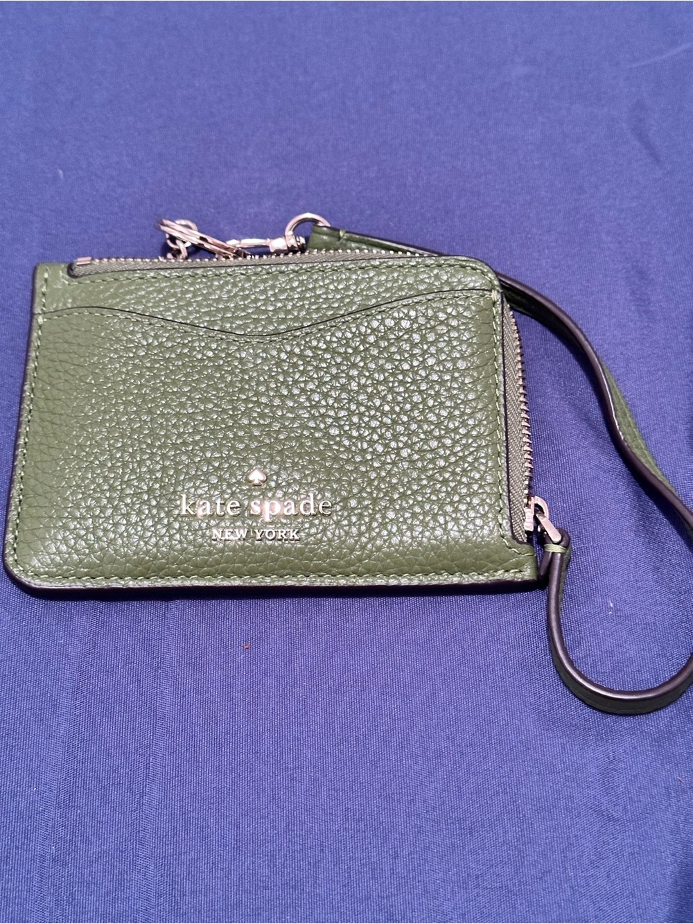 kate spade Green Pebbled Leather Wristlet Card Holder